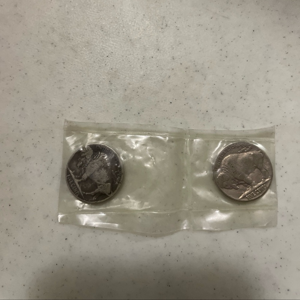Two 1937 buffalo Indian nickels very old nickel
